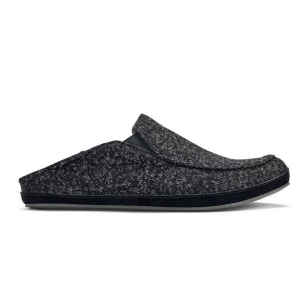 Olukai Men's Moloa Hulu Wool Slippers - Black