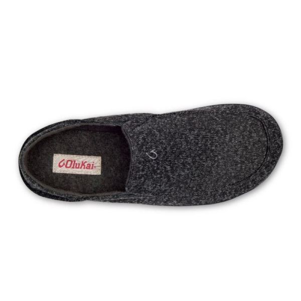 Olukai Men's Moloa Hulu Wool Slippers - Black