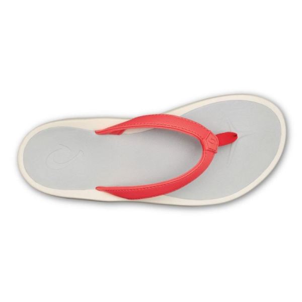 Olukai Women's Pi'oe Beach Sandals - Hot Coral / Mist Grey
