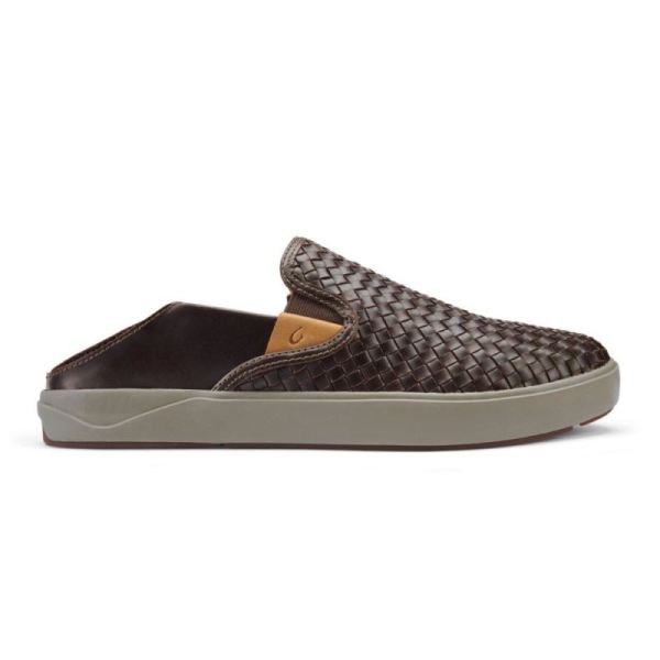 Olukai Men's Lae'ahi Lauhala Leather Slip-On Sneakers - Dark Wood