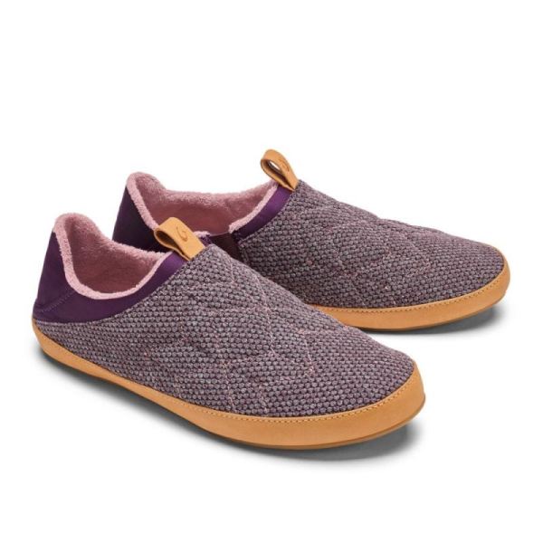 Olukai Women's Lania Kilohana Slippers - Grape Wine / Golden Sand