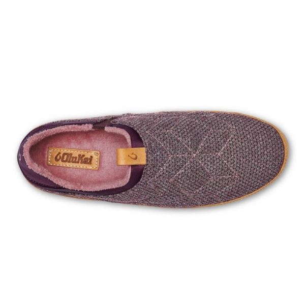 Olukai Women's Lania Kilohana Slippers - Grape Wine / Golden Sand