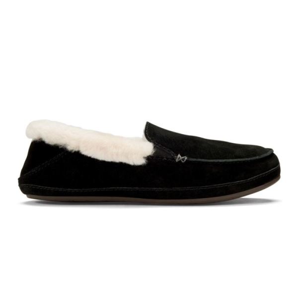 Olukai Women's Ku'una Shearling Slippers - Black