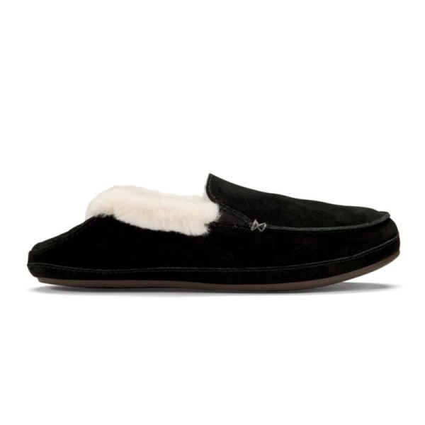 Olukai Women's Ku'una Shearling Slippers - Black