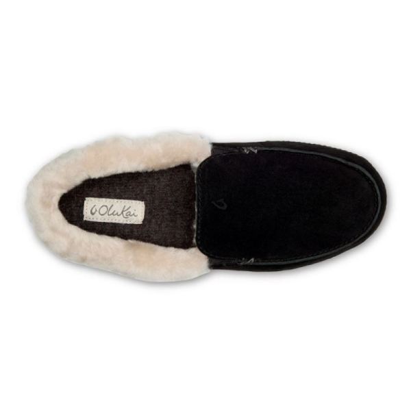 Olukai Women's Ku'una Shearling Slippers - Black