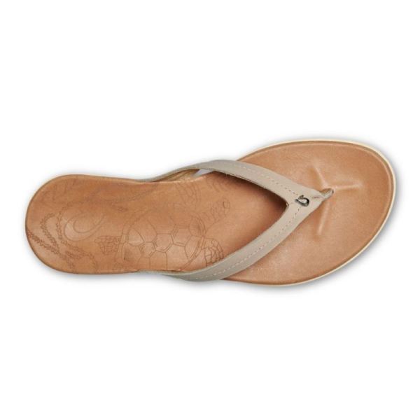 Olukai Women's Honu Leather Flip Flops - Tapa / Golden Sand