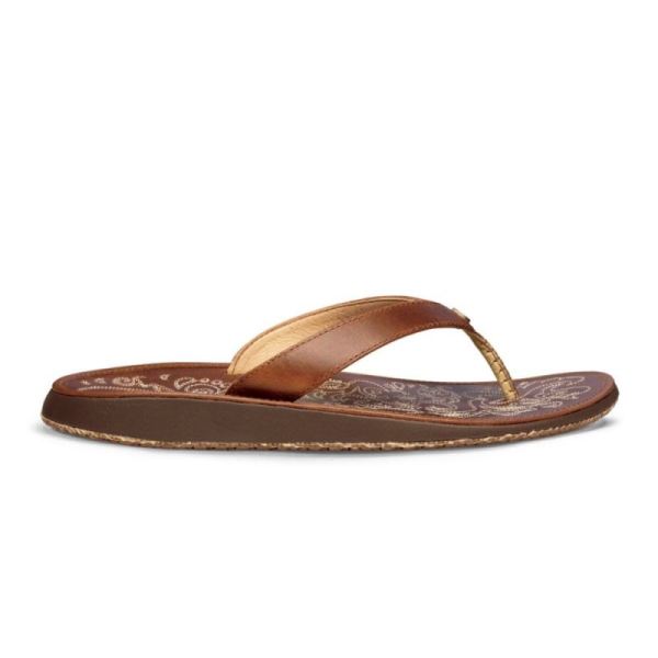 Olukai Women's Paniolo Leather Flip Flops - Natural