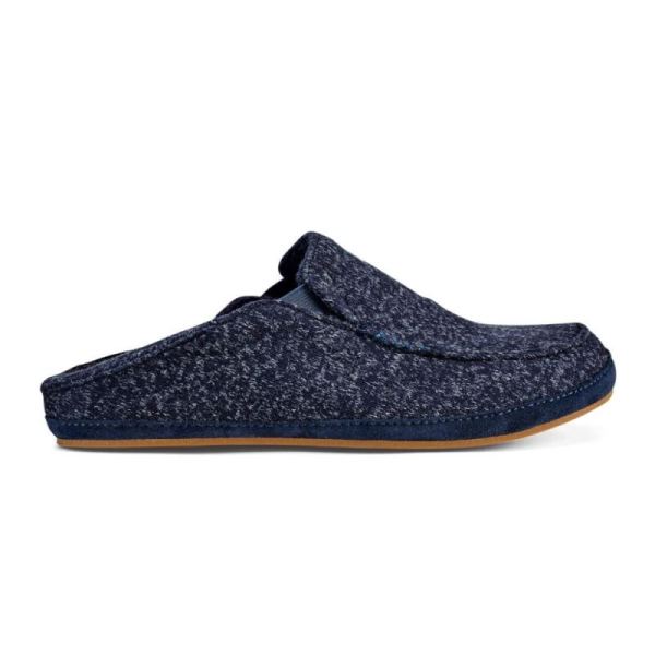 Olukai Men's Moloa Hulu Wool Slippers - Trench Blue