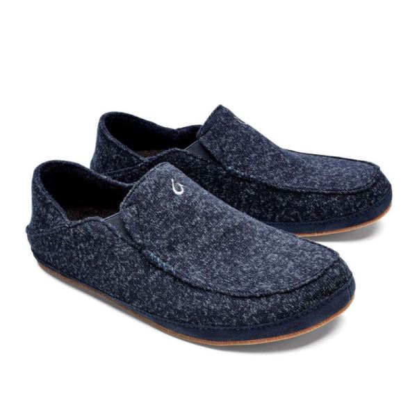 Olukai Men's Moloa Hulu Wool Slippers - Trench Blue