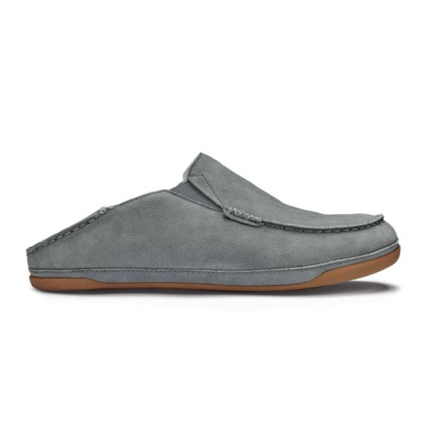 Olukai Men's Kipuka Hulu Leather Slippers - Charcoal