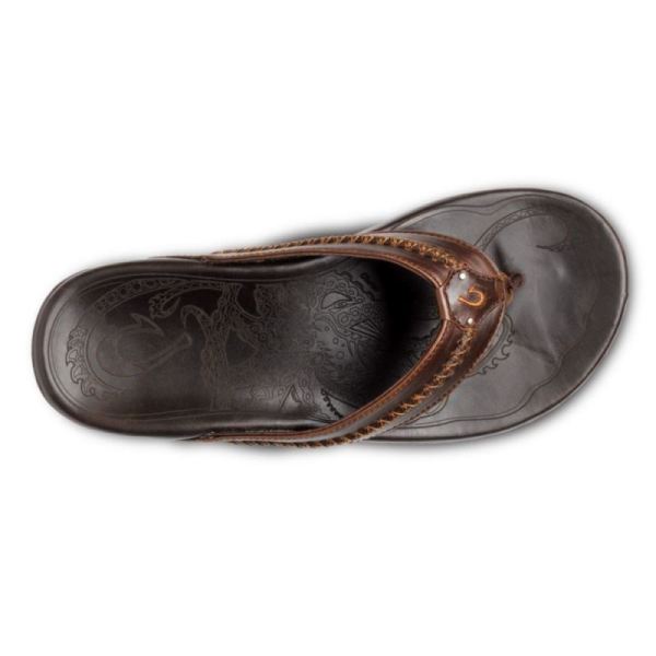 Olukai Men's Mea Ola Leather Beach Sandals - Dark Java
