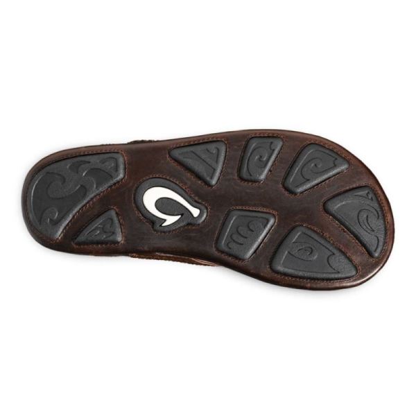 Olukai Men's Mea Ola Leather Beach Sandals - Dark Java
