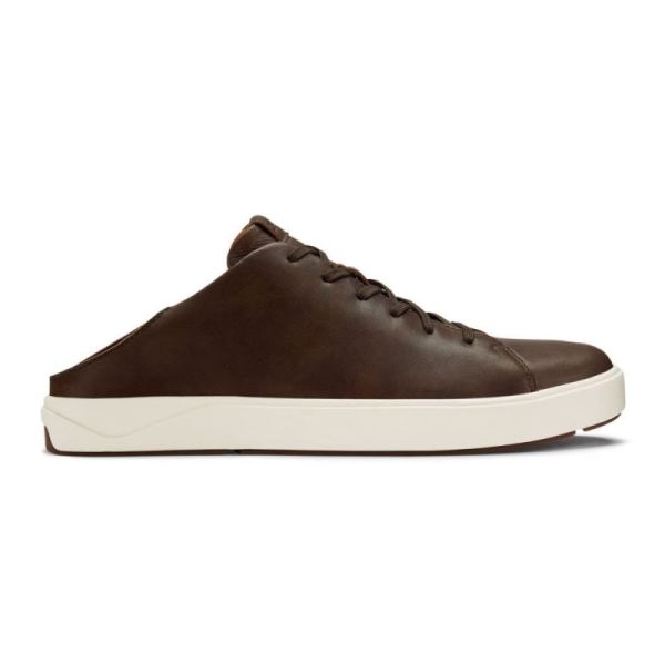 Olukai Men's Lae'ahi Li 'Ili Leather Sneakers - Dark Wood