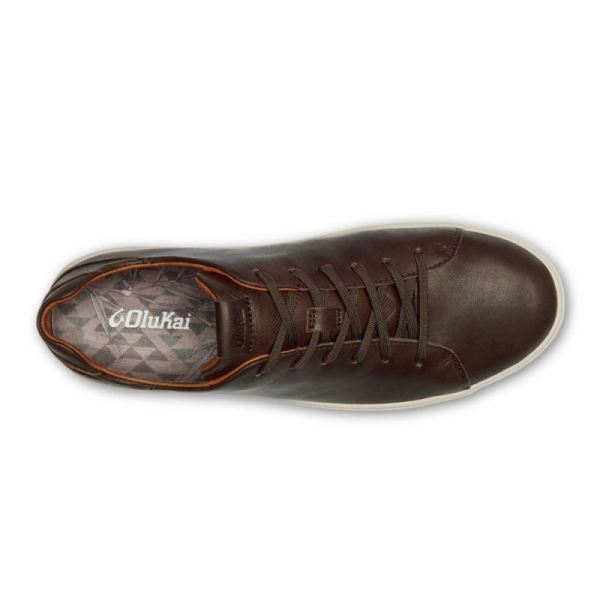 Olukai Men's Lae'ahi Li 'Ili Leather Sneakers - Dark Wood