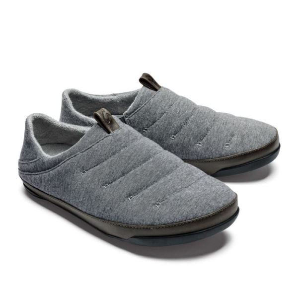 Olukai Men's Mahana Jersey Slippers - Dark Shadow / Black