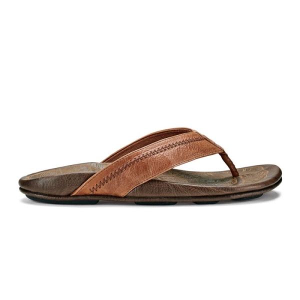 Olukai Men's Hiapo Leather Sandals - Rum / Dark Wood