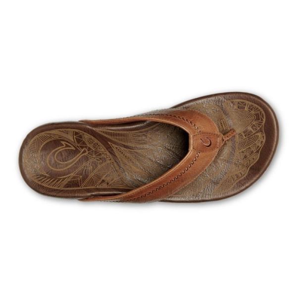 Olukai Men's Hiapo Leather Sandals - Rum / Dark Wood