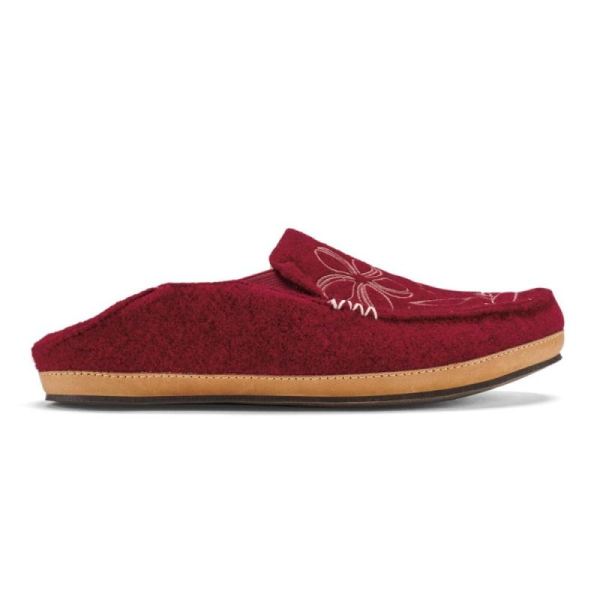 Olukai Women's Nohea Kilohana Wool Slippers - Red Ochre / Golden Sand