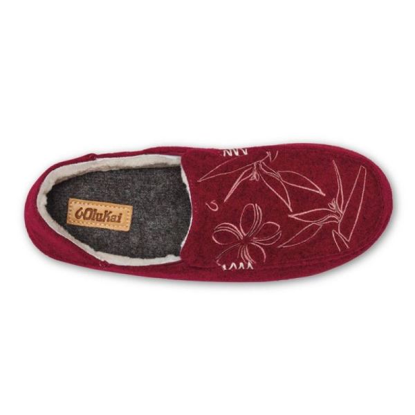 Olukai Women's Nohea Kilohana Wool Slippers - Red Ochre / Golden Sand