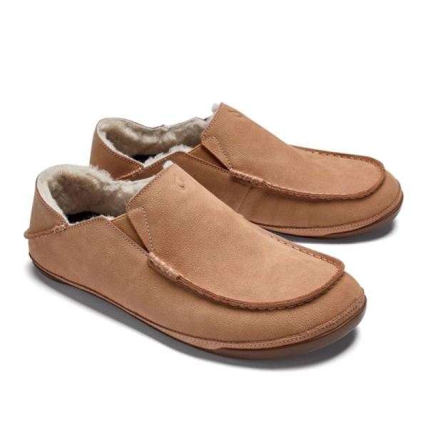 Olukai Men's Kipuka Hulu Leather Slippers - Natural