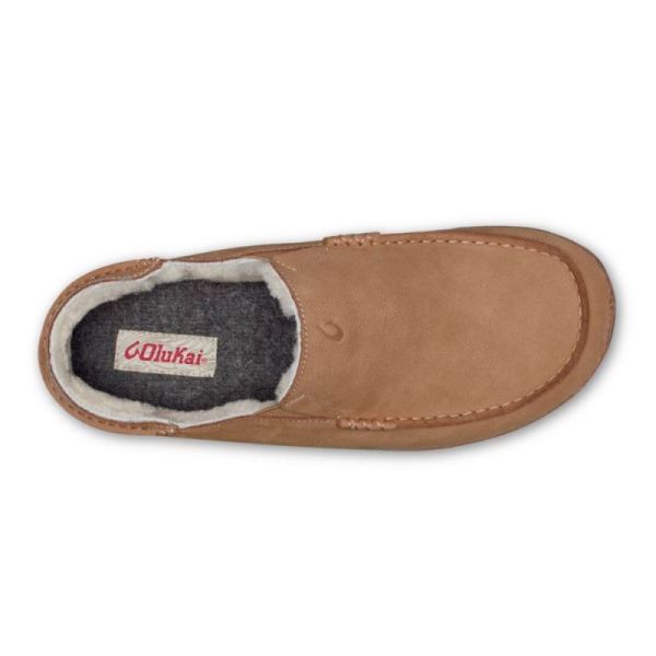 Olukai Men's Kipuka Hulu Leather Slippers - Natural