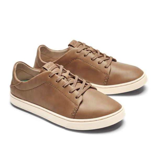 Olukai Women's Pehuea Li 'Ili Leather Sneakers - Tan