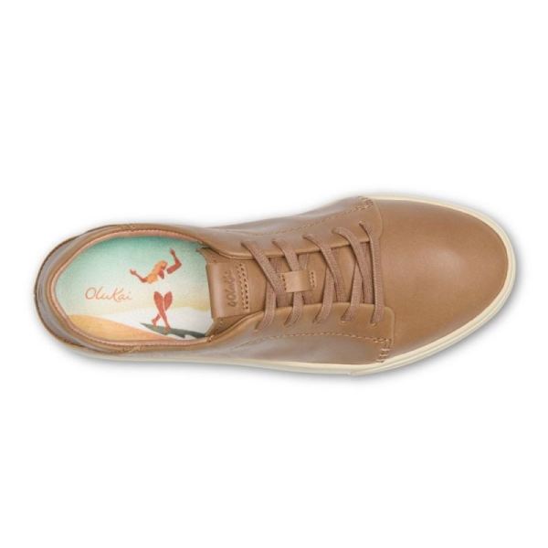 Olukai Women's Pehuea Li 'Ili Leather Sneakers - Tan