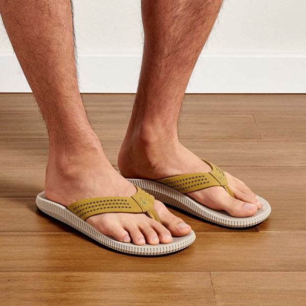 Olukai Men's Ulele Beach Sandals - Limu / Mineral Grey