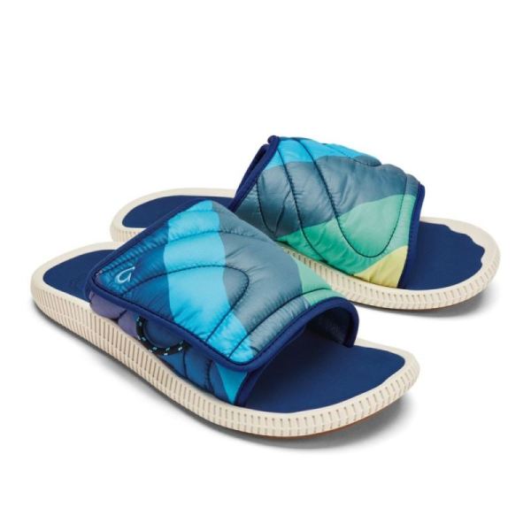 Olukai Men's Ulele 'Olu Mino Slide Sandals - Deep Water / Tide