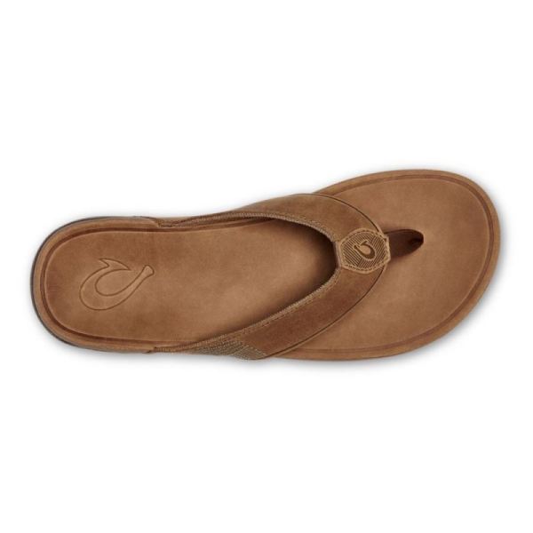 Olukai Men's Tuahine Leather Beach Sandals - Toffee