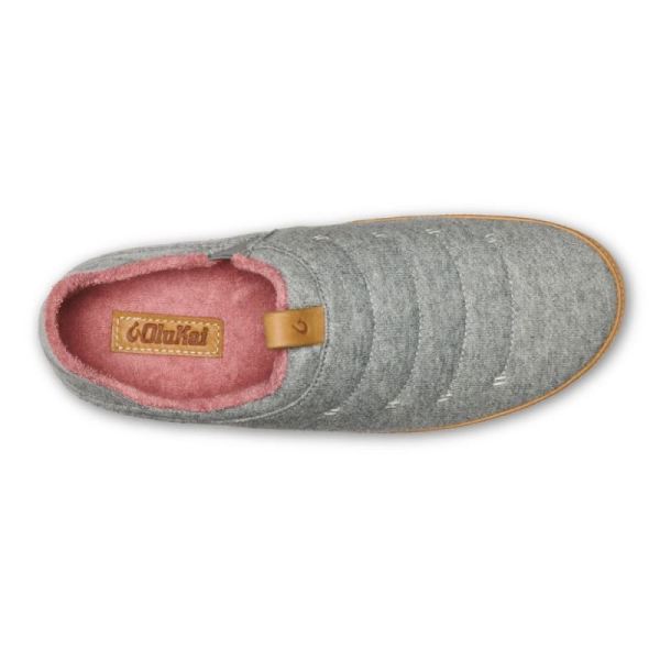 Olukai Women's Lania Jersey Slippers - Pale Grey / Golden Sand