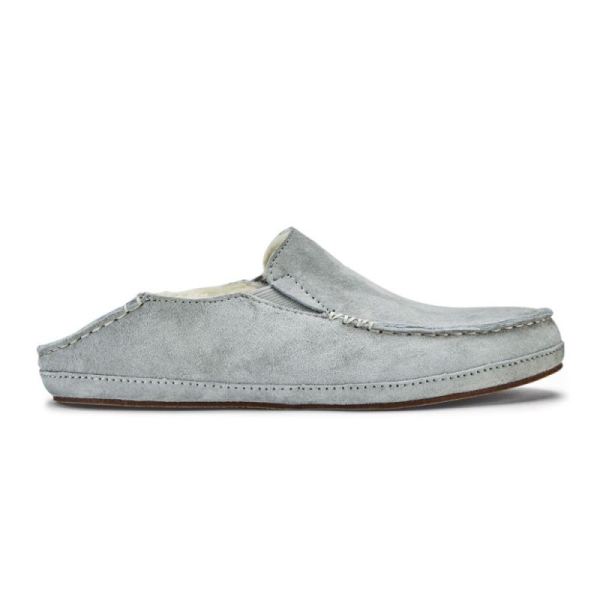 Olukai Women's Nohea Leather Slippers - Pale Grey