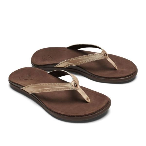 Olukai Women's Aukai Leather Sandals - Copper / Dark Java