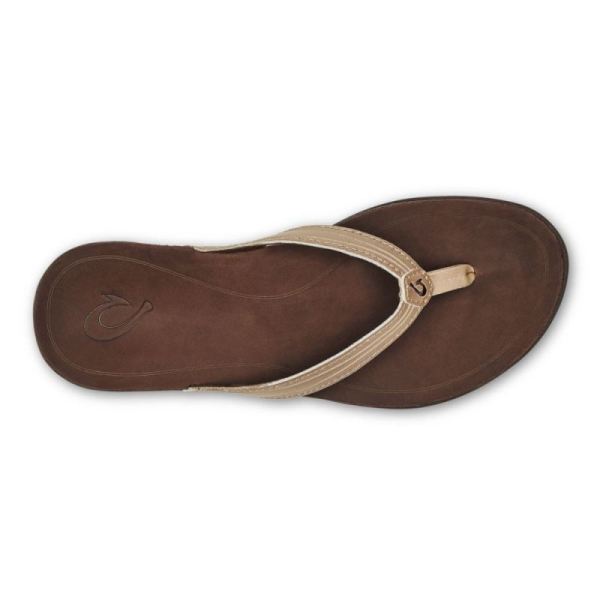 Olukai Women's Aukai Leather Sandals - Copper / Dark Java