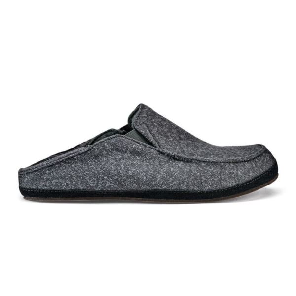 Olukai Men's Moloa Hulu Wool Slippers - Dark Shadow