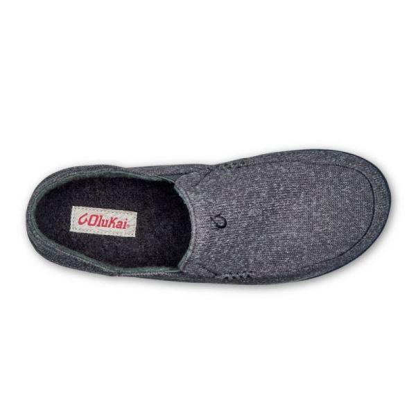 Olukai Men's Moloa Hulu Wool Slippers - Dark Shadow