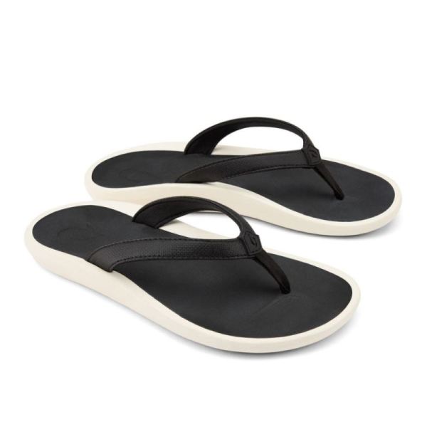 Olukai Women's Pi'oe Beach Sandals - Black / Dark Shadow