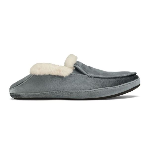 Olukai Women's Ku'una Lanui Velvet Slippers - Charcoal