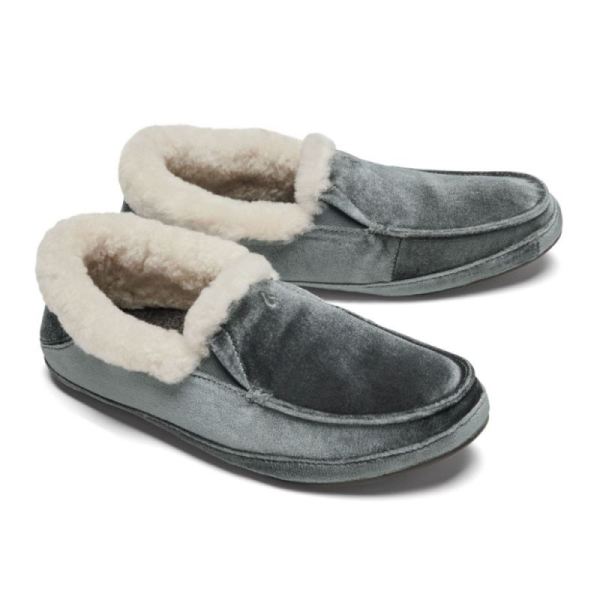 Olukai Women's Ku'una Lanui Velvet Slippers - Charcoal