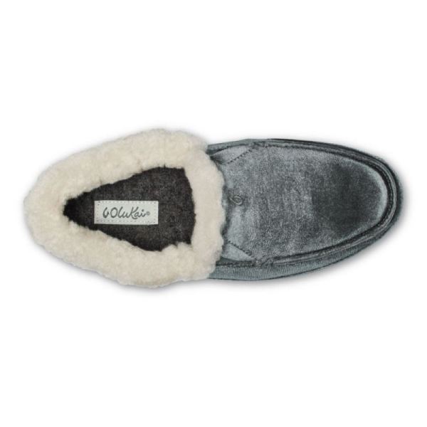 Olukai Women's Ku'una Lanui Velvet Slippers - Charcoal