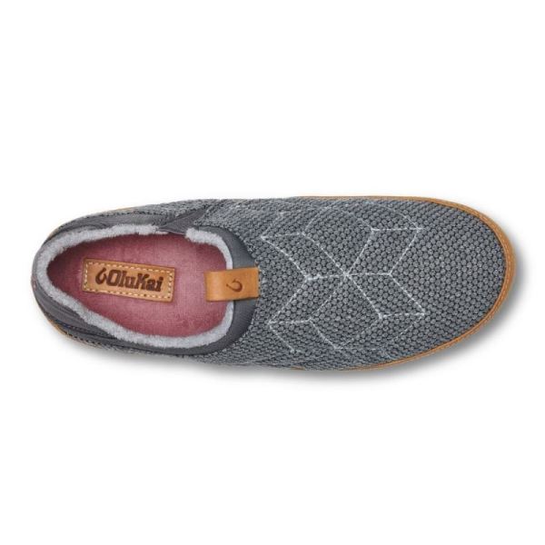 Olukai Women's Lania Kilohana Slippers - Wind Grey / Golden Sand