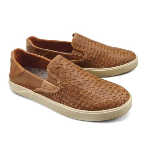 Olukai Men's Lae'ahi Lauhala Leather Slip-On Sneakers - Fox