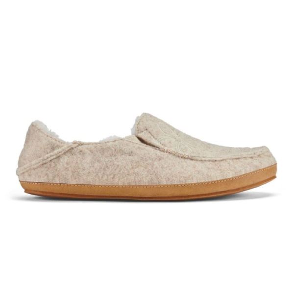 Olukai Women's Nohea Kilohana Wool Slippers - Tapa / Golden Sand