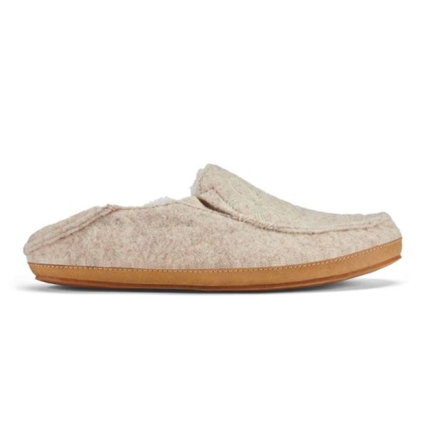 Olukai Women's Nohea Kilohana Wool Slippers - Tapa / Golden Sand