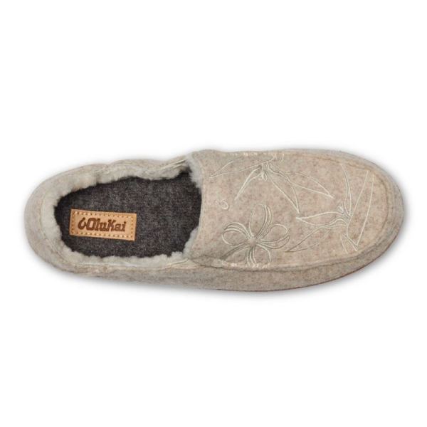 Olukai Women's Nohea Kilohana Wool Slippers - Tapa / Golden Sand