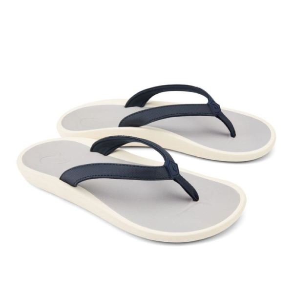 Olukai Women's Pi'oe Beach Sandals - Trench Blue / Mist Grey