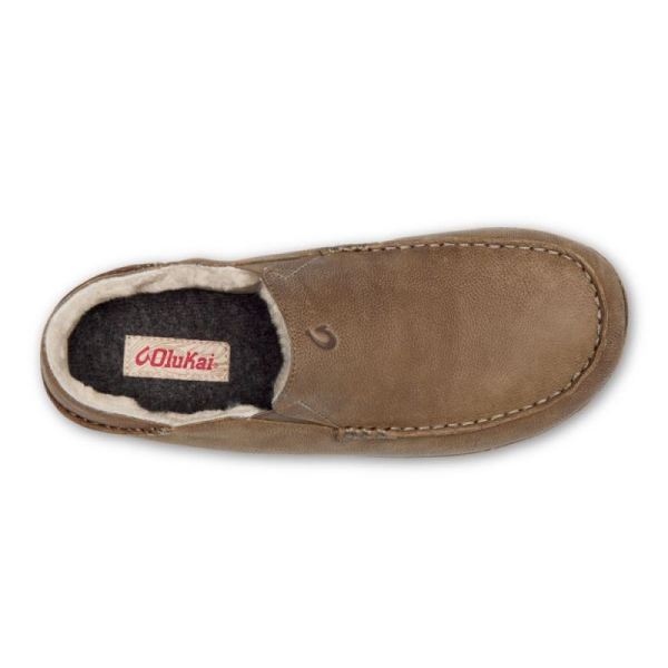 Olukai Men's Kipuka Hulu Leather Slippers - Toffee