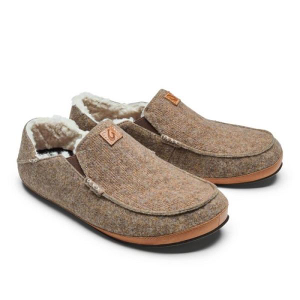 Olukai Men's Moloa Kilohana Wool Slippers - Mustang