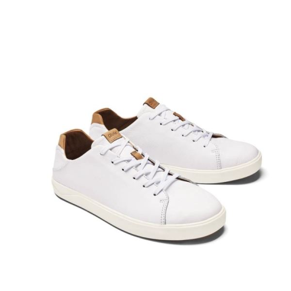 Olukai Men's Lae'ahi Li 'Ili Leather Sneakers - White