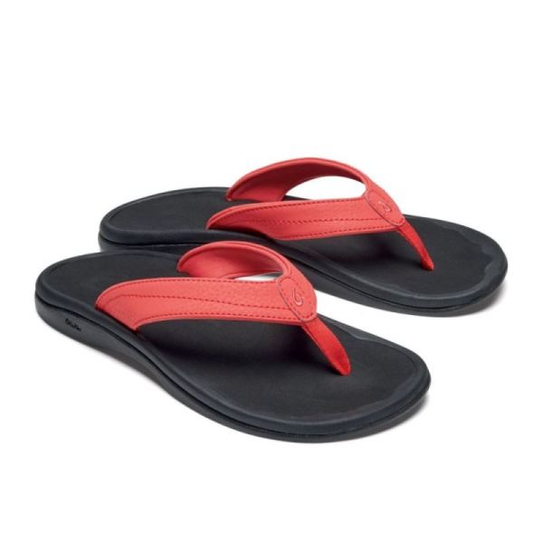 Olukai Women's Ohana Beach Sandal - Hot Coral / Black